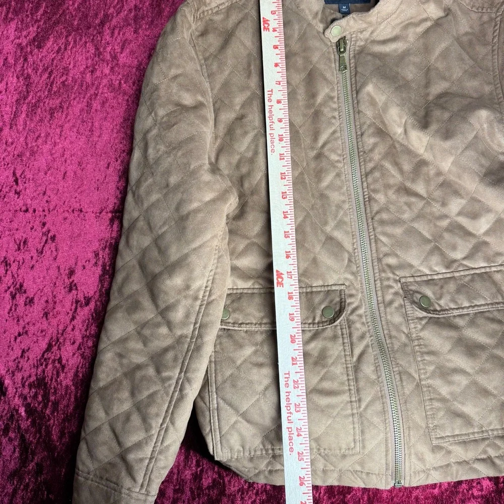 Banana‎ Republic Quilted Jacket Mens Medium Beige Lightweight Long Sleeve Zip-Up